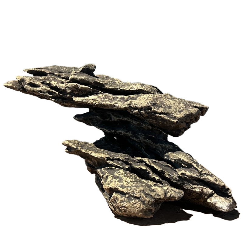 Hide Cave Ceramic - Schildkröten-Sonnenplattform aus Keramik, Wasserfall-Bergfelsen-Aquarium-Ornament, Krabbenversteck, Fischbecken-Dekoration,