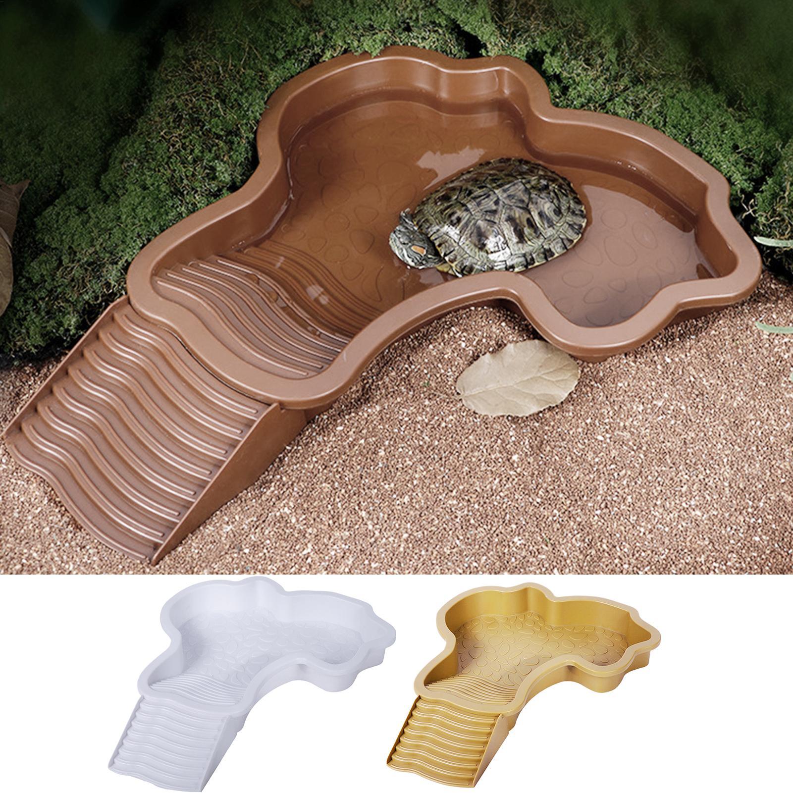 Water Dish Reptile - Reptilien-Badebecken mit Rampe, Schildkröten-Einweichenwanne, rutschfeste Wassernapf
