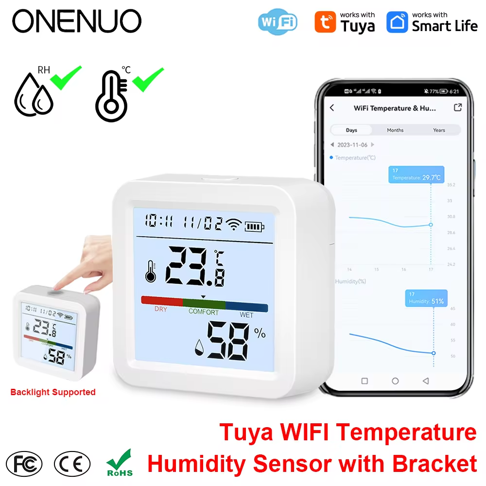 Digital Hygrometer Probe - ONENUO Tuya WIFI Temperatur Feuchtigkeit Sensor
