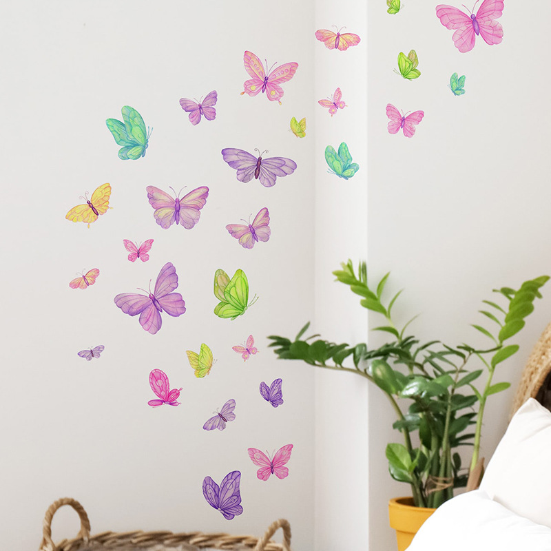 Pvc Panel Background - Romantische Schmetterling Wandaufkleber Kreative Home Wanddekoration