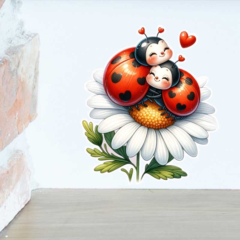 Pvc Panel Background - Nette Marienkäfer Wand Aufkleber Wohnzimmer Sofa