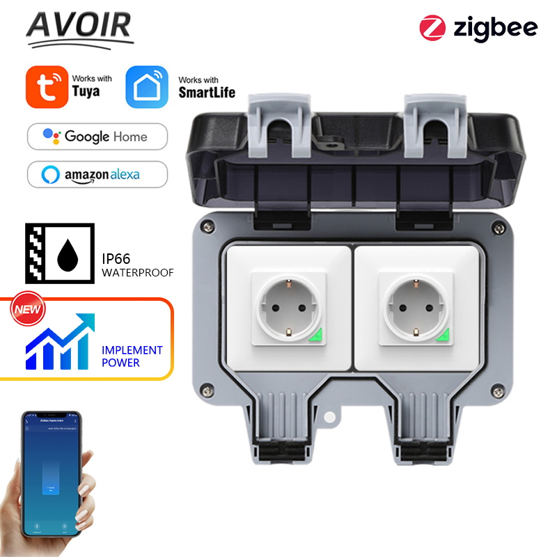 Timer Dual Outlet - Avoir Tuya Zigbee Steckdosen IP66 Wasserdichte