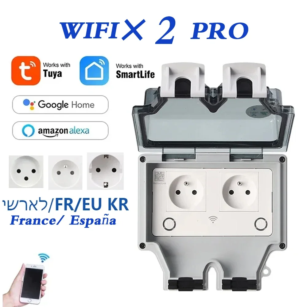Timer Dual Outlet - Tuya Wasserdichte Elektrische Steckdose EU FR