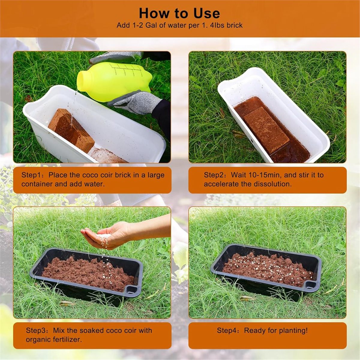 Substrate Coconut Fiber - HITL 3er-Pack Blöcke für Pflanzen, Kokosfaser-Substrat