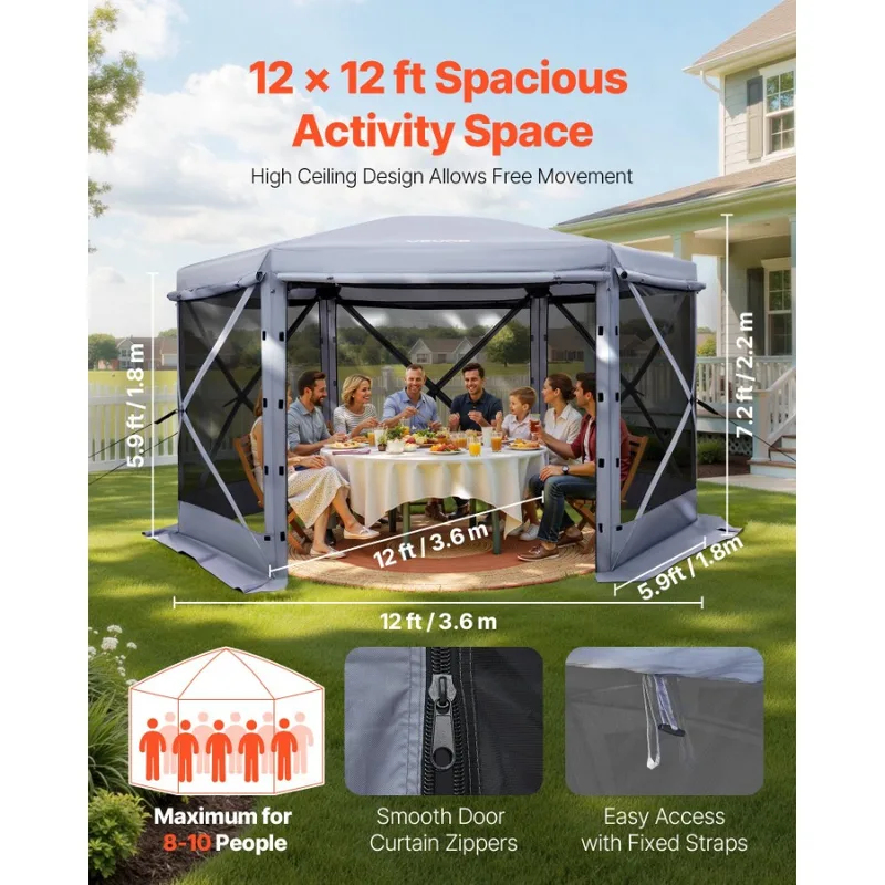 12x12ft 6-Seitiges Aufklappbar – Screen Top Mesh Bewertung und Preis
