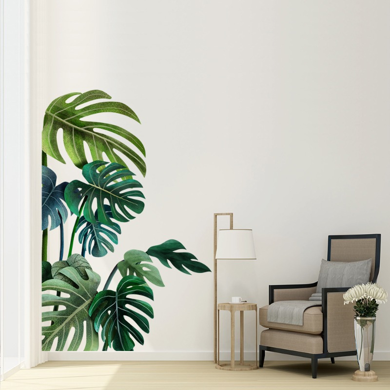 Große nordische grüne Blatt-Wa – Pvc Panel Background Bewertung und Preis