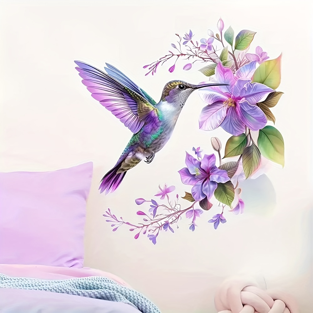 1 lila Blumen- und Kolibri-Auf – Pvc Panel Background Bewertung und Preis